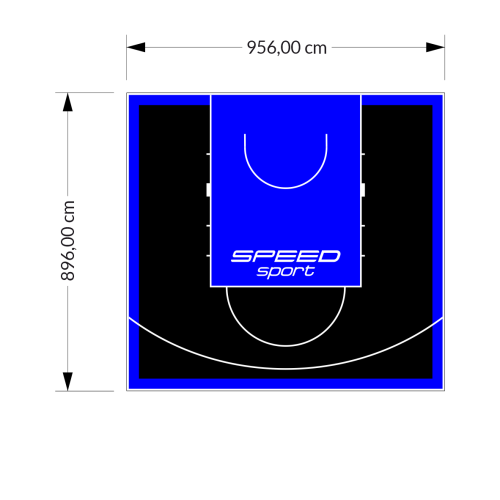 86M2/896X956CM CZARNO-NIEBIESKIE BOISKO DO KOSZYKÓWKI SPEEDSPORT HEXA POWER PRO
