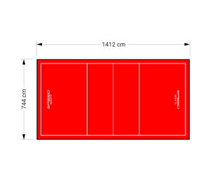 105M2/1412X744CM CZERWONE BOISKO DO SIATKÓWKI SPEEDSPORT HEXA POWER PRO
