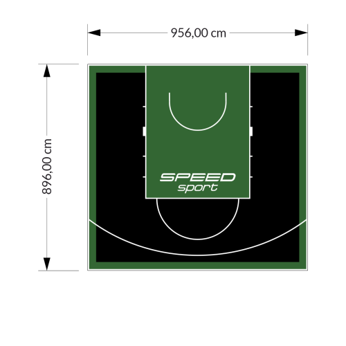 86M2/896X956CM CZARNO-ZIELONE BOISKO DO KOSZYKÓWKI SPEEDSPORT HEXA POWER PRO