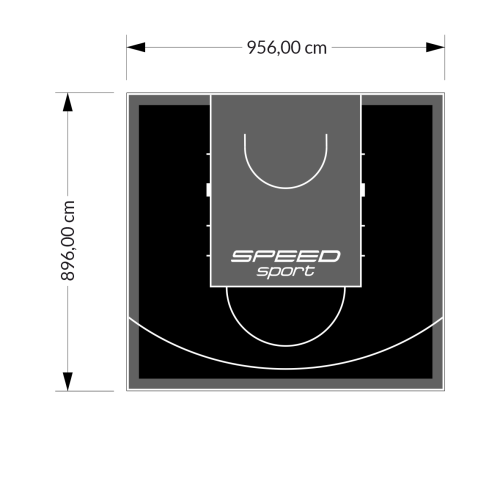 86M2/896X956CM CZARNO-GRAFITOWE BOISKO DO KOSZYKÓWKI SPEEDSPORT HEXA POWER PRO