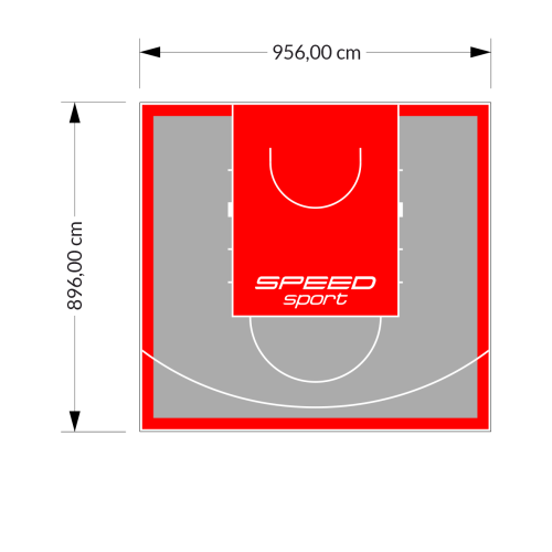 86M2/896X956CM SZARO-CZERWONE BOISKO DO KOSZYKÓWKI SPEEDSPORT HEXA POWER PRO
