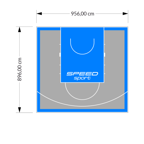 86M2/896X956CM SZARO-BŁĘKITNE BOISKO DO KOSZYKÓWKI SPEEDSPORT HEXA POWER PRO