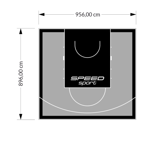 86M2/896X956CM SZARO-CZARNE BOISKO DO KOSZYKÓWKI SPEEDSPORT HEXA POWER PRO