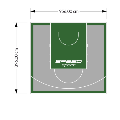 86M2/896X956CM SZARO-ZIELONE BOISKO DO KOSZYKÓWKI SPEEDSPORT HEXA POWER PRO