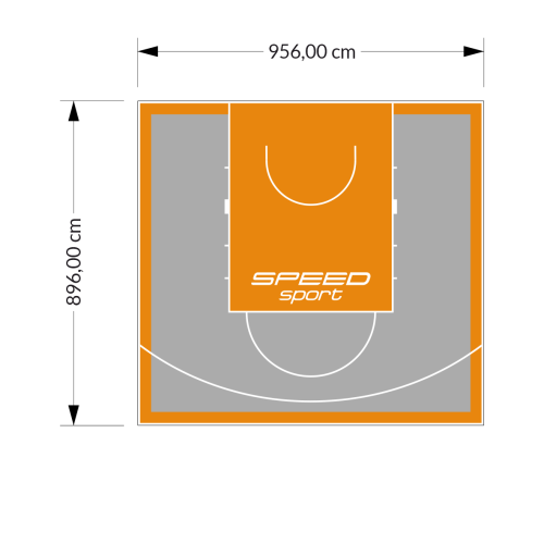 86M2/896X956CM SZARO-POMARAŃCZOWE BOISKO DO KOSZYKÓWKI SPEEDSPORT HEXA POWER PRO
