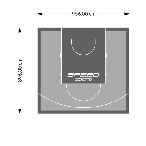 86M2/896X956CM SZARO-GRAFITOWE BOISKO DO KOSZYKÓWKI SPEEDSPORT HEXA POWER PRO