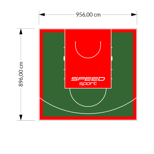 86M2/896X956CM ZIELONO-CZERWONE BOISKO DO KOSZYKÓWKI SPEEDSPORT HEXA POWER PRO