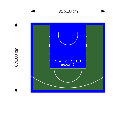 86M2/896X956CM ZIELONO-NIEBIESKIE BOISKO DO KOSZYKÓWKI SPEEDSPORT HEXA POWER PRO