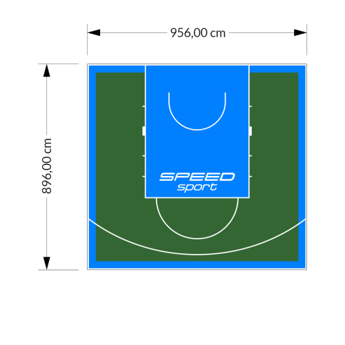 86M2/896X956CM ZIELONO-BŁĘKITNE BOISKO DO KOSZYKÓWKI SPEEDSPORT HEXA POWER PRO