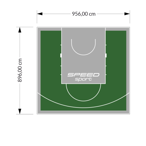 86M2/896X956CM ZIELONO-SZARE BOISKO DO KOSZYKÓWKI SPEEDSPORT HEXA POWER PRO