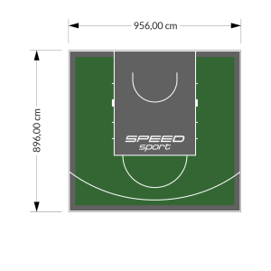86M2/896X956CM ZIELONO-GRAFITOWE BOISKO DO KOSZYKÓWKI SPEEDSPORT HEXA POWER PRO