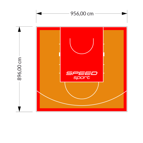 86M2/896X956CM POMARAŃCZOWO-CZERWONE BOISKO DO KOSZYKÓWKI SPEEDSPORT HEXA POWER PRO