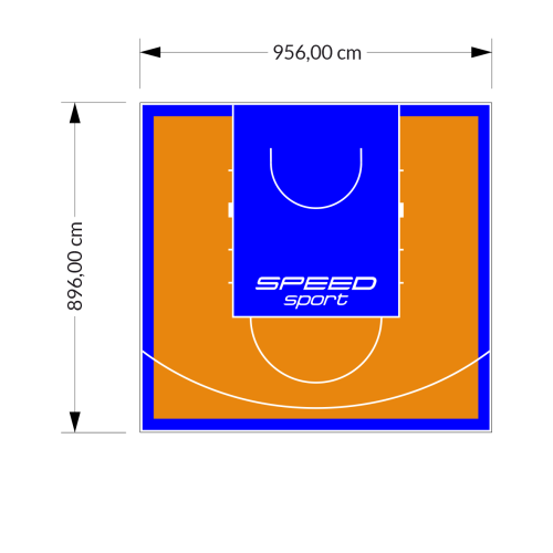86M2/896X956CM POMARAŃCZOWO-NIEBIESKIE BOISKO DO KOSZYKÓWKI SPEEDSPORT HEXA POWER PRO