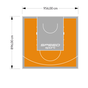 86M2/896X956CM POMARAŃCZOWO-SZARE BOISKO DO KOSZYKÓWKI SPEEDSPORT HEXA POWER PRO