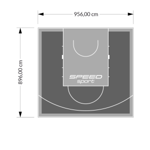 86M2/896X956CM GRAFITOWO-SZARE BOISKO DO KOSZYKÓWKI SPEEDSPORT HEXA POWER PRO