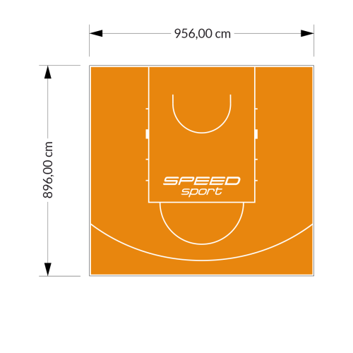 86M2/896X956CM POMARAŃCZOWE BOISKO DO KOSZYKÓWKI SPEEDSPORT HEXA POWER PRO