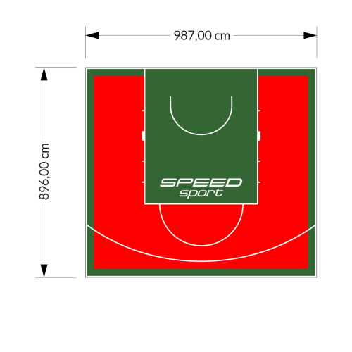 89M2/896X987CM CZERWONO-ZIELONE BOISKO DO KOSZYKÓWKI SPEEDSPORT HEXA POWER PRO