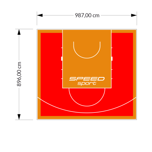 89M2/896X987CM CZERWONO-POMARAŃCZOWE BOISKO DO KOSZYKÓWKI SPEEDSPORT HEXA POWER PRO