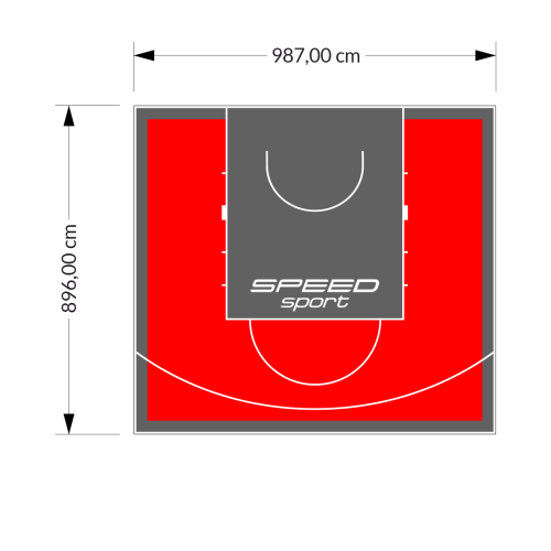 89M2/896X987CM CZERWONO-GRAFITOWE BOISKO DO KOSZYKÓWKI SPEEDSPORT HEXA POWER PRO