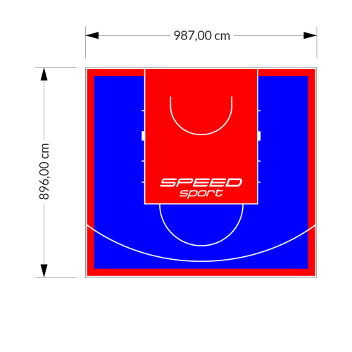 89M2/896X987CM NIEBIESKO-CZERWONE BOISKO DO KOSZYKÓWKI SPEEDSPORT HEXA POWER PRO