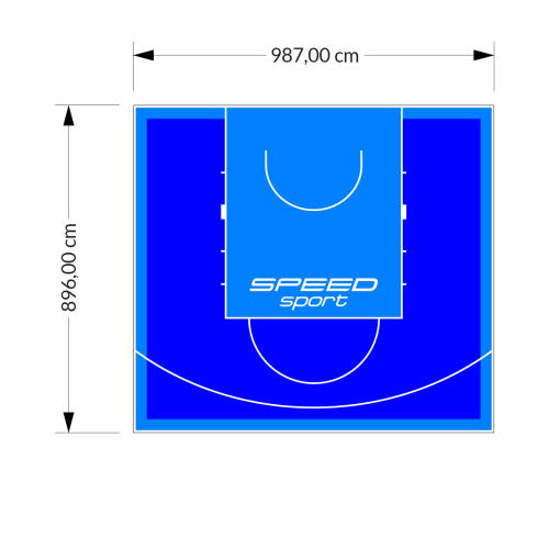 89M2/896X987CM NIEBIESKO-BŁĘKITNE BOISKO DO KOSZYKÓWKI SPEEDSPORT HEXA POWER PRO