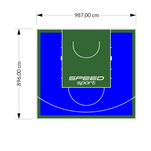 89M2/896X987CM NIEBIESKO-ZIELONE BOISKO DO KOSZYKÓWKI SPEEDSPORT HEXA POWER PRO