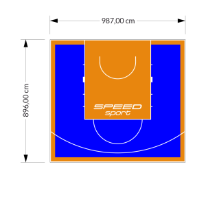 89M2/896X987CM NIEBIESKO-POMARAŃCZOWE BOISKO DO KOSZYKÓWKI SPEEDSPORT HEXA POWER PRO