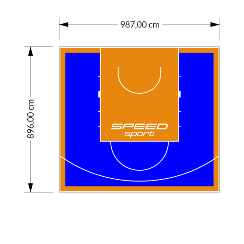 89M2/896X987CM NIEBIESKO-POMARAŃCZOWE BOISKO DO KOSZYKÓWKI SPEEDSPORT HEXA POWER PRO