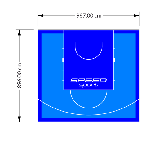 89M2/896X987CM BŁĘKITNO-NIEBIESKIE BOISKO DO KOSZYKÓWKI SPEEDSPORT HEXA POWER PRO