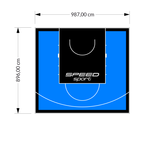 89M2/896X987CM BŁĘKITNO-CZARNE BOISKO DO KOSZYKÓWKI SPEEDSPORT HEXA POWER PRO