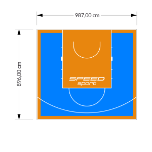 89M2/896X987CM BŁĘKITNO-POMARAŃCZOWE BOISKO DO KOSZYKÓWKI SPEEDSPORT HEXA POWER PRO