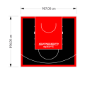 89M2/896X987CM CZARNO-CZERWONE BOISKO DO KOSZYKÓWKI SPEEDSPORT HEXA POWER PRO