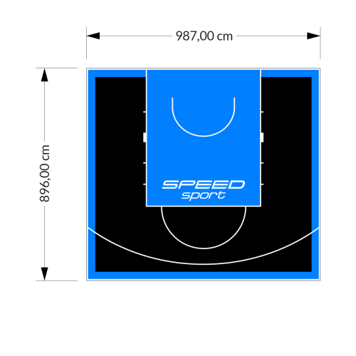 89M2/896X987CM CZARNO-BŁĘKITNE BOISKO DO KOSZYKÓWKI SPEEDSPORT HEXA POWER PRO