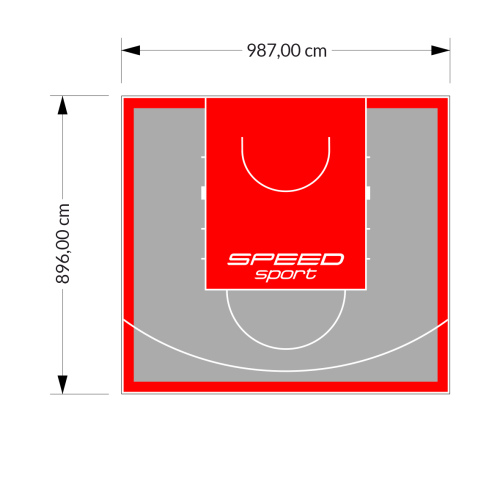 89M2/896X987CM SZARO-CZERWONE BOISKO DO KOSZYKÓWKI SPEEDSPORT HEXA POWER PRO