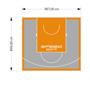 89M2/896X987CM SZARO-POMARAŃCZOWE BOISKO DO KOSZYKÓWKI SPEEDSPORT HEXA POWER PRO