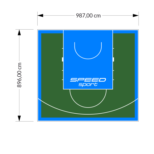 89M2/896X987CM ZIELONO-BŁĘKITNE BOISKO DO KOSZYKÓWKI SPEEDSPORT HEXA POWER PRO