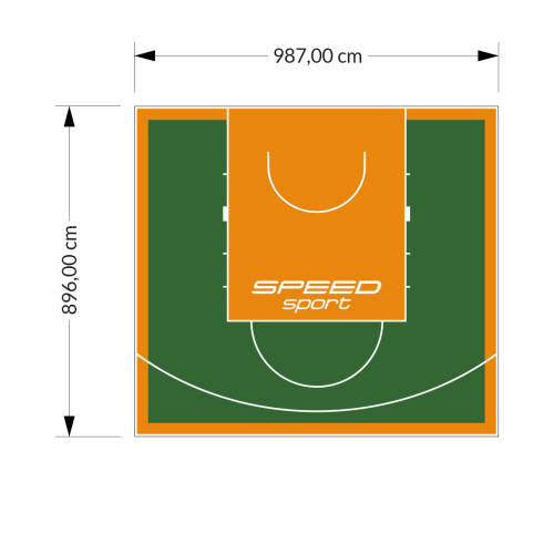 89M2/896X987CM ZIELONO-POMARAŃCZOWE BOISKO DO KOSZYKÓWKI SPEEDSPORT HEXA POWER PRO