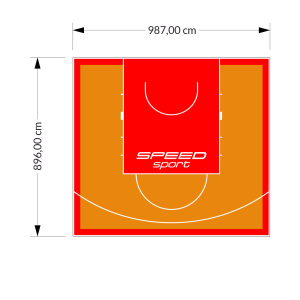 89M2/896X987CM POMARAŃCZOWO-CZERWONE BOISKO DO KOSZYKÓWKI SPEEDSPORT HEXA POWER PRO