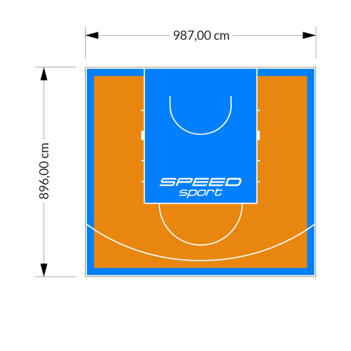 89M2/896X987CM POMARAŃCZOWO-BŁĘKITNE BOISKO DO KOSZYKÓWKI SPEEDSPORT HEXA POWER PRO