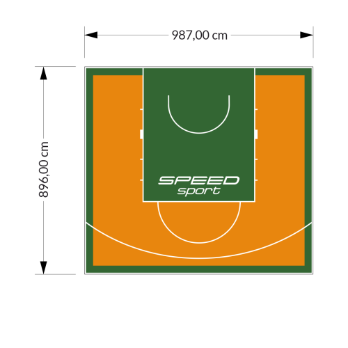 89M2/896X987CM POMARAŃCZOWO-ZIELONE BOISKO DO KOSZYKÓWKI SPEEDSPORT HEXA POWER PRO