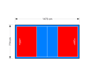 114M2/1473X774CM CZERWONO-BŁĘKITNE BOISKO DO SIATKÓWKI SPEEDSPORT HEXA POWER PRO