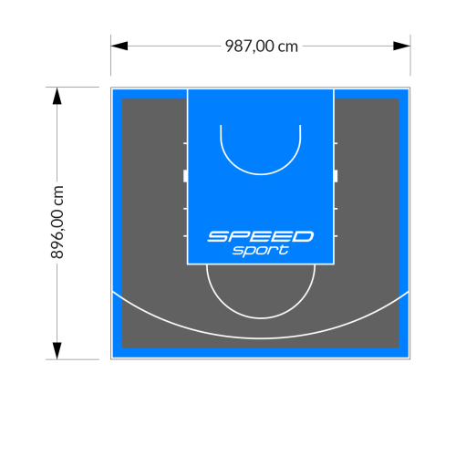 89M2/896X987CM GRAFITOWO-BŁĘKITNE BOISKO DO KOSZYKÓWKI SPEEDSPORT HEXA POWER PRO