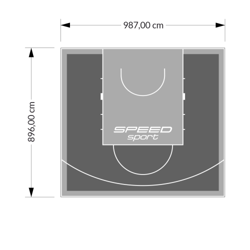 89M2/896X987CM GRAFITOWO-SZARE BOISKO DO KOSZYKÓWKI SPEEDSPORT HEXA POWER PRO