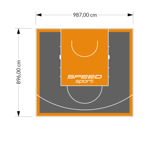 89M2/896X987CM GRAFITOWO-POMARAŃCZOWE BOISKO DO KOSZYKÓWKI SPEEDSPORT HEXA POWER PRO