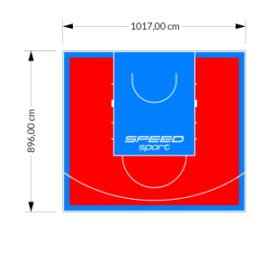 91M2/896X1017CM CZERWONO-BŁĘKITNE BOISKO DO KOSZYKÓWKI SPEEDSPORT HEXA POWER PRO