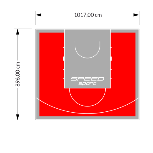 91M2/896X1017CM CZERWONO-SZARE BOISKO DO KOSZYKÓWKI SPEEDSPORT HEXA POWER PRO