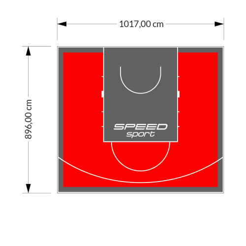 91M2/896X1017CM CZERWONO-GRAFITOWE BOISKO DO KOSZYKÓWKI SPEEDSPORT HEXA POWER PRO
