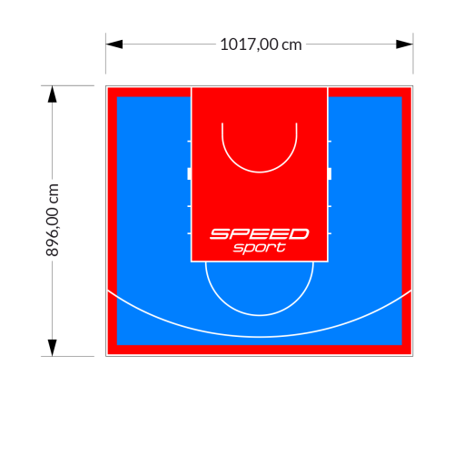 91M2/896X1017CM BŁĘKITNO-CZERWONE BOISKO DO KOSZYKÓWKI SPEEDSPORT HEXA POWER PRO