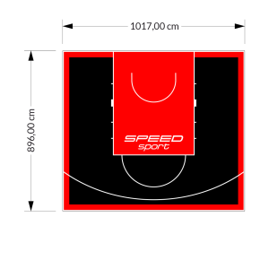 91M2/896X1017CM CZARNO-CZERWONE BOISKO DO KOSZYKÓWKI SPEEDSPORT HEXA POWER PRO