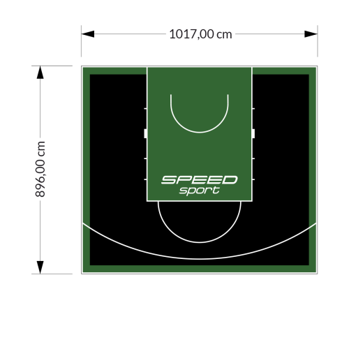 91M2/896X1017CM CZARNO-ZIELONE BOISKO DO KOSZYKÓWKI SPEEDSPORT HEXA POWER PRO